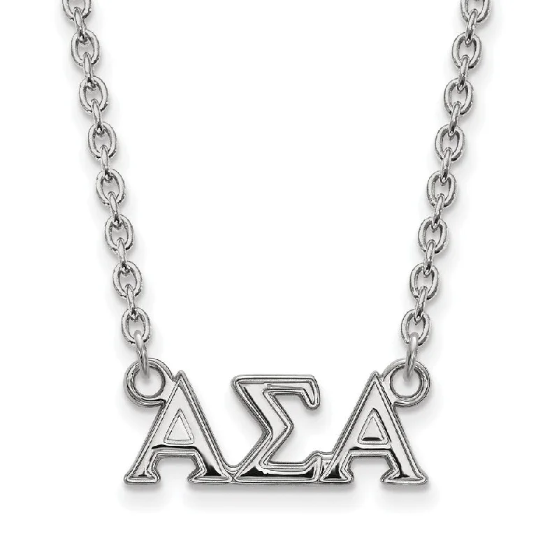 Sapphire Necklace for Special Events-Sterling Silver Alpha Sigma Alpha Medium Necklace