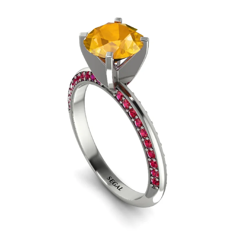 Luxury Gold Ring for Anniversary-Classic Yellow Diamond Ring With A Twist - Leilani No. 1012