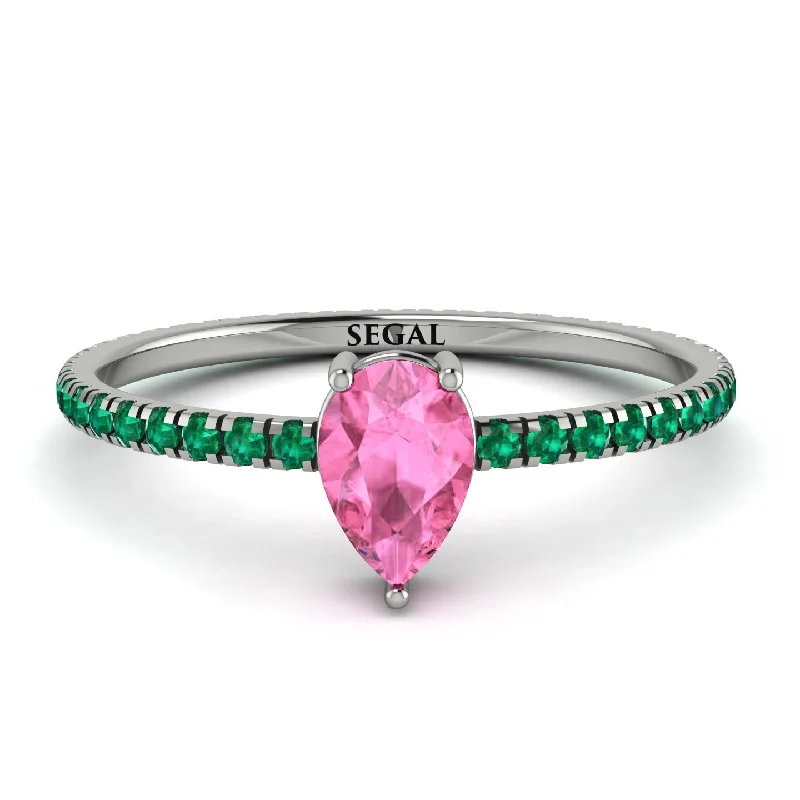 Customizable Sapphire Ring for Engagement-Pear Pink Moissanite Ring With Micro Pave - Taylor No. 806