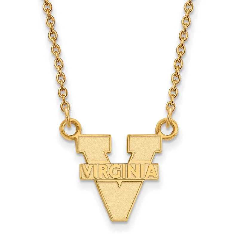 Classic Gemstone Necklace for Weddings-10k Yellow Gold U of Virginia Small 'V' Logo Pendant Necklace