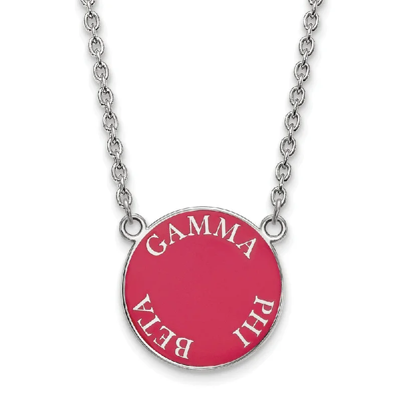 Modern Gold Necklace for Women-Sterling Silver Gamma Phi Beta Large Enamel Disc Necklace