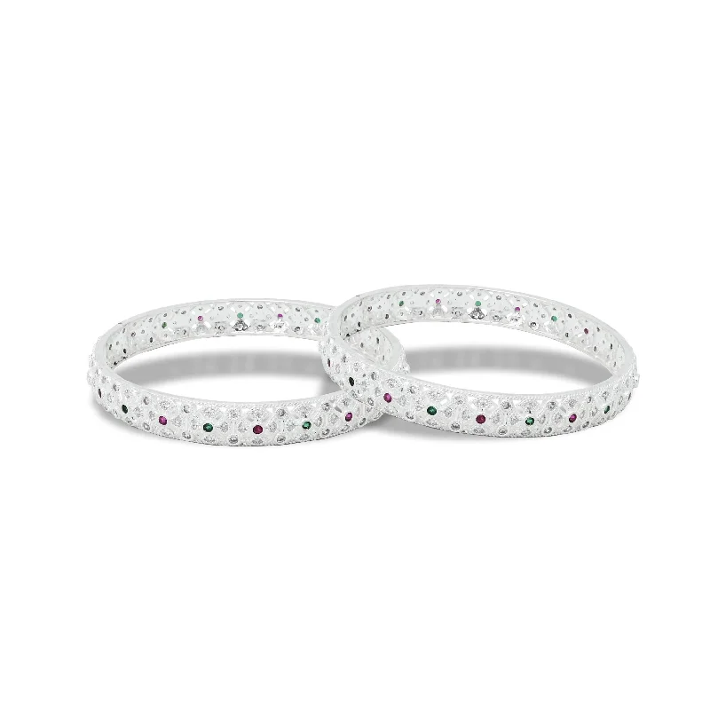 Diamond Bangles for Brides-Silver "Diva's Enchantment" Bangles for Women