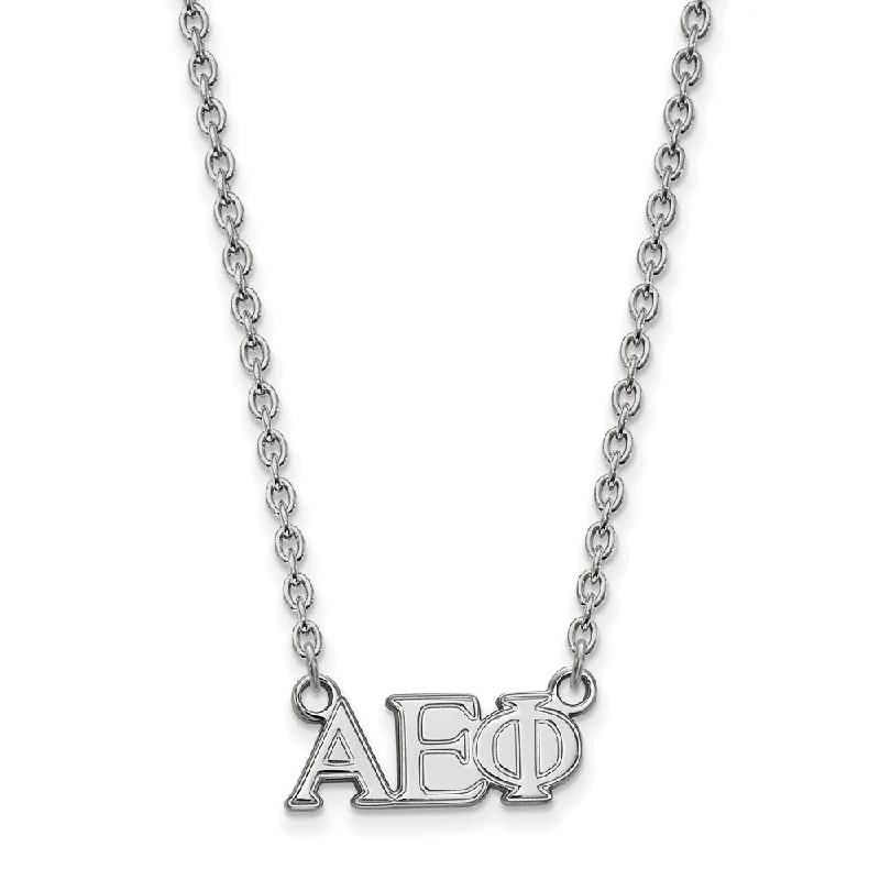 Elegant Pendant Necklace for Weddings-Sterling Silver Alpha Epsilon Phi Medium Necklace