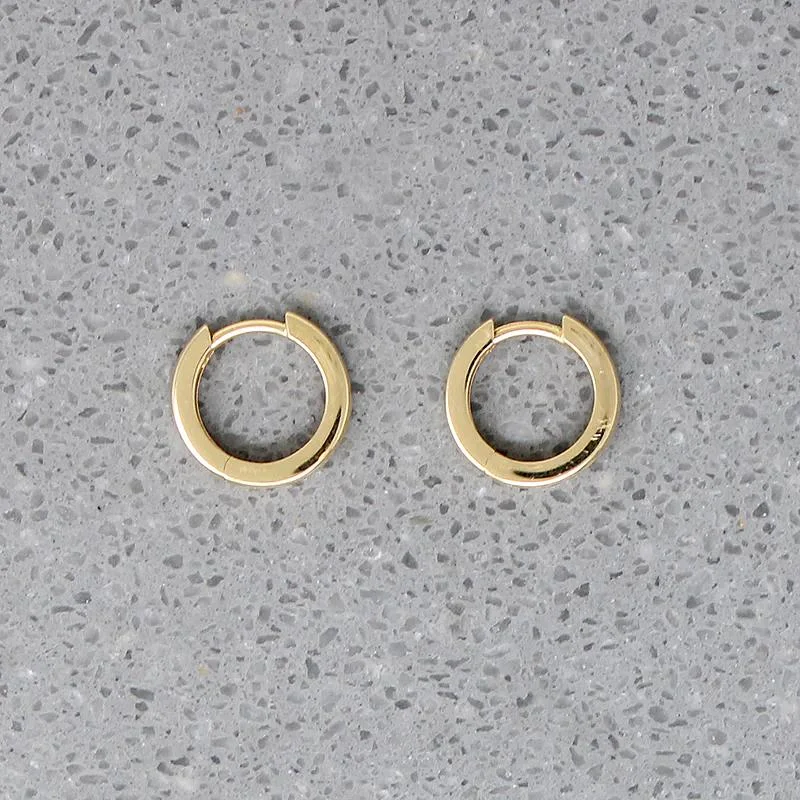 Simple Diamond Earrings-Huggies Chubby Little 14mm Recycled Gold Hoops