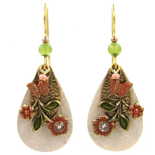 Stunning Earrings for Evening Events-Silver Forest Floral Swag Layered Metal Drop Earrings