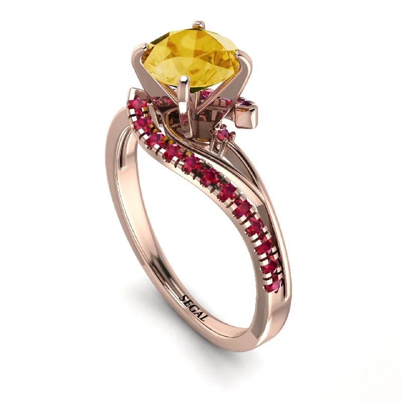 Luxury Wedding Ring for Women-Twist Shank Citrine Engagement Ring - Maria No. 611