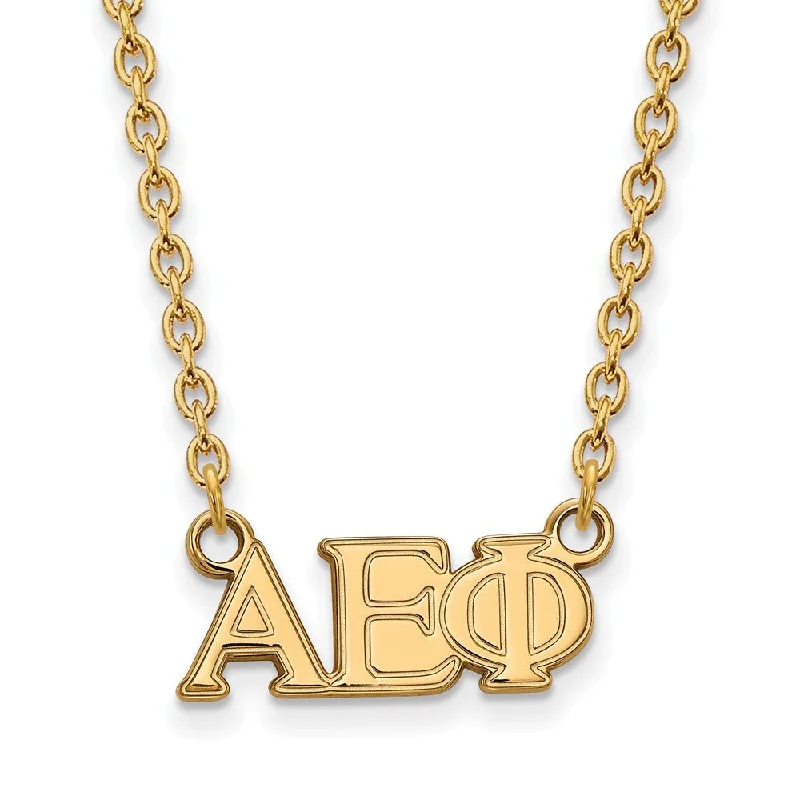 Custom Necklace for Special Celebrations-14K Plated Silver Alpha Epsilon Phi Medium Necklace