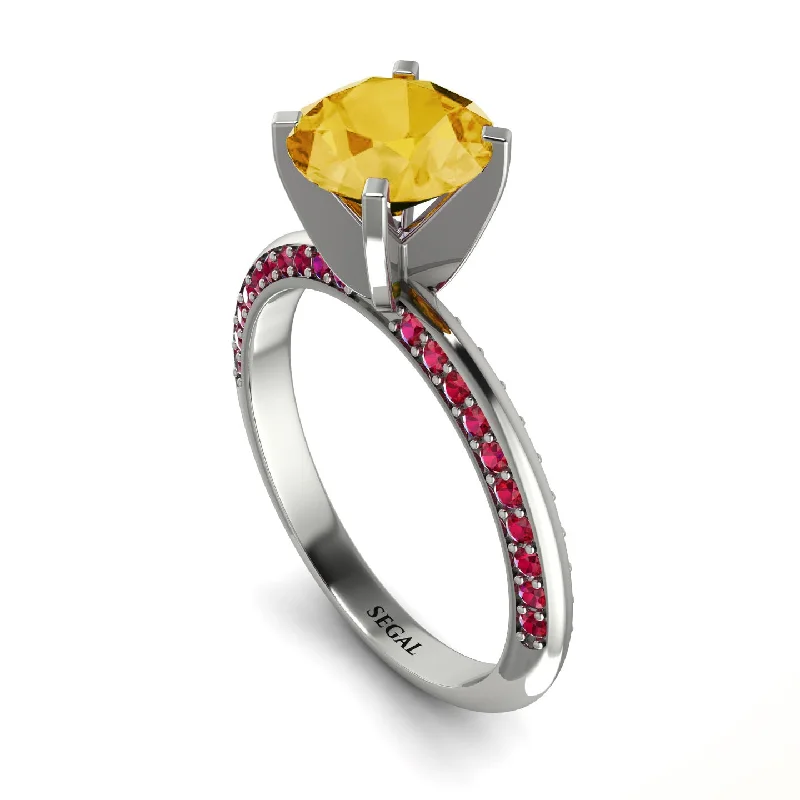 Wedding Ring Set with Diamonds-Classic Citrine Ring With A Twist - Leilani No. 612