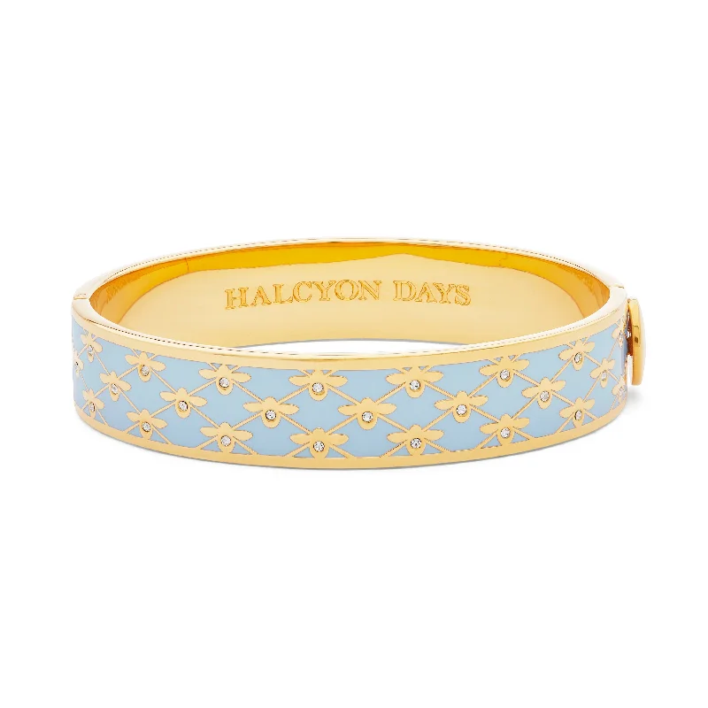 Silver Bangles for Nighttime Events-Bee Sparkle Trellis Forget-Me-Not & Gold Bangle