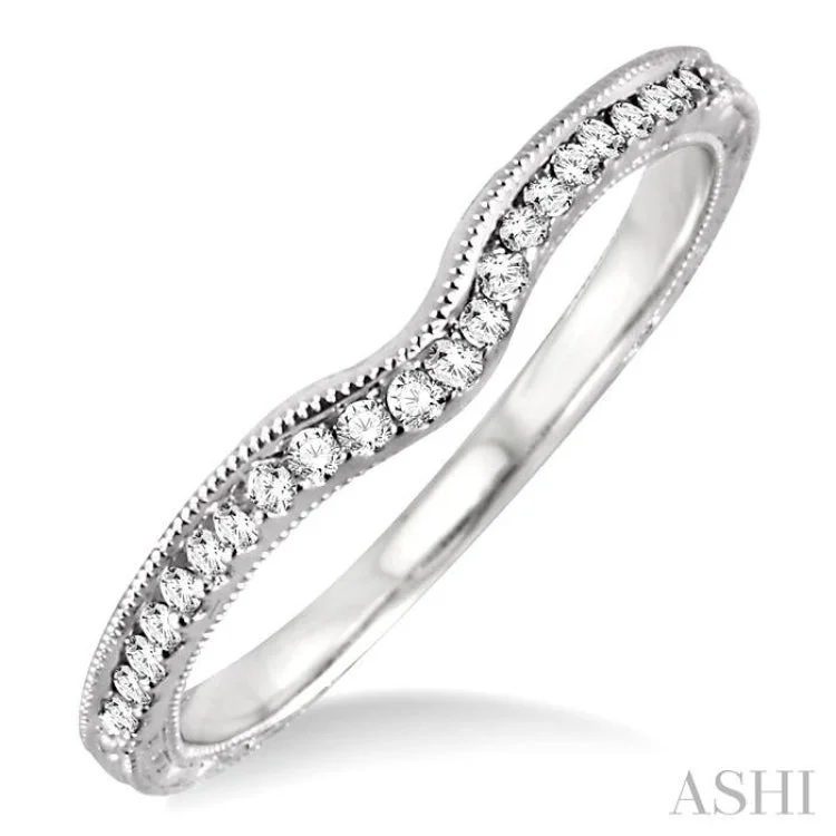 Personalized Gold Ring for Women-1/6 Ctw Round Cut Diamond Matching Wedding Band in 14K White Gold