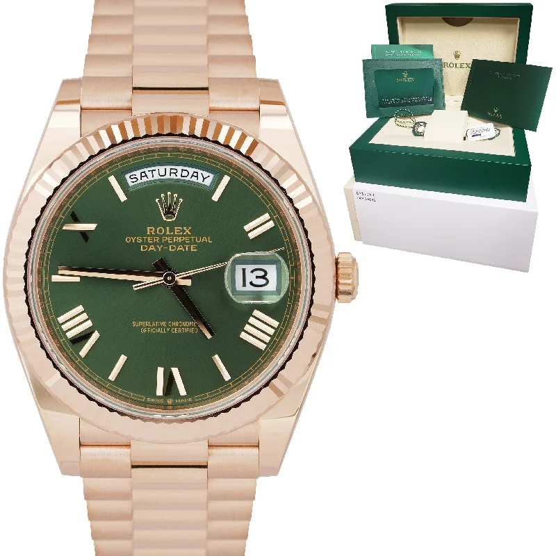 Smart Watches for Women with Sleep Tracking-NEW 2023 Rolex Day-Date 40mm Olive Green President 18K Rose Gold 228235 BOX CARD