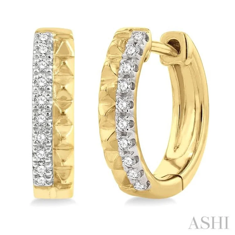 Modern Earrings for Women-1/4 Ctw Pyramid Round Cut Diamond Hoop Earrings in 14K Yellow Gold