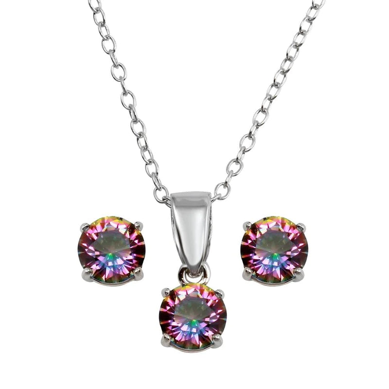 Diamond Choker Necklace for Glamour-Silver 925 Rhodium Plated Synthetic Mystic Topaz Set