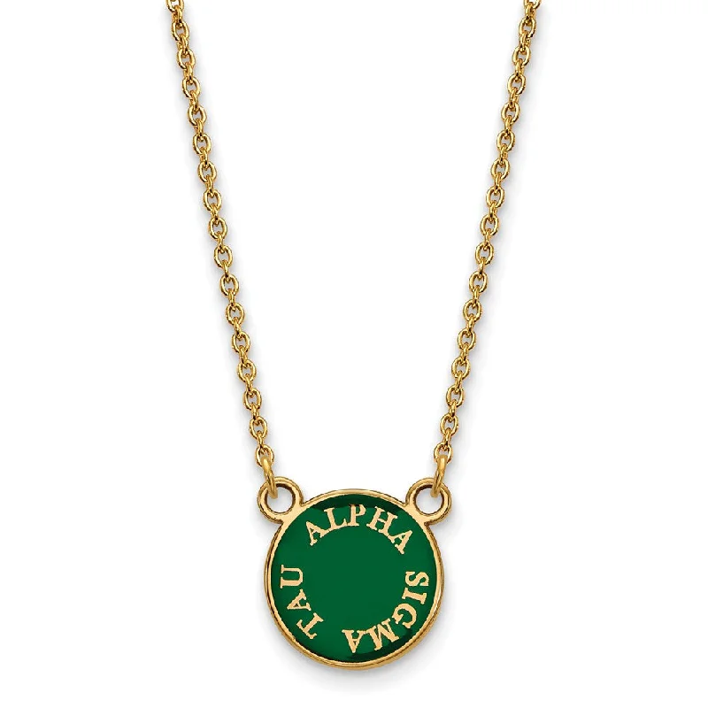 Fashionable Necklace for Young Adults-14K Plated Silver Alpha Sigma Tau XS (Tiny) Enamel Necklace