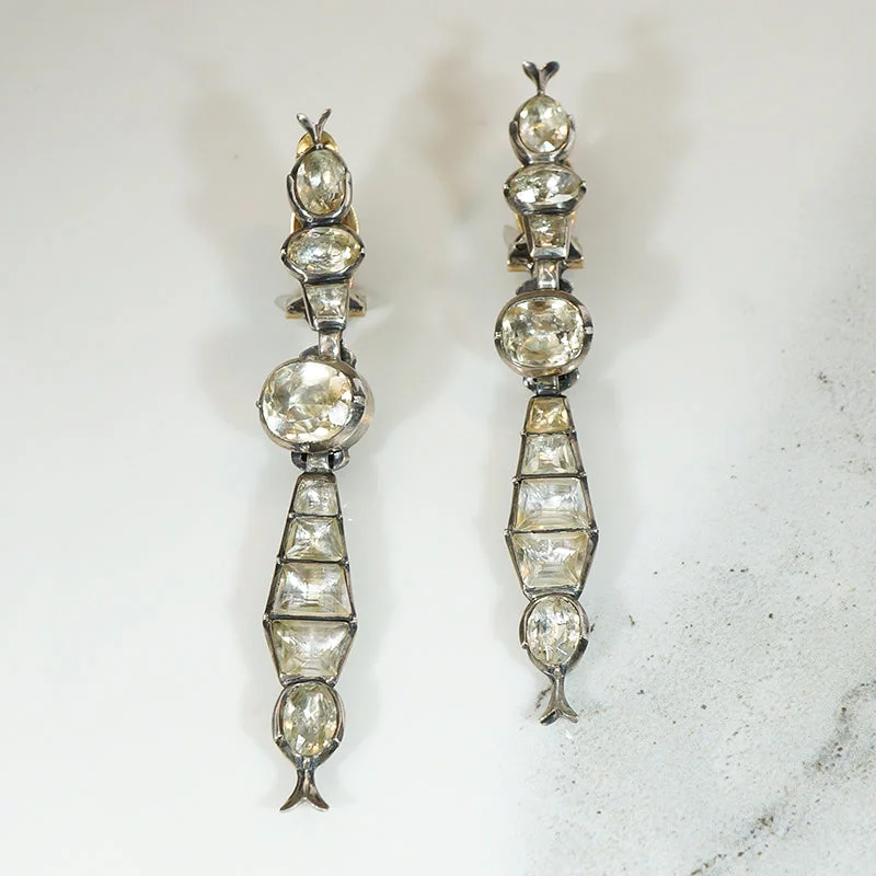 Elegant Drop Earrings for Weddings-Elegant 18thc Portuguese Earrings