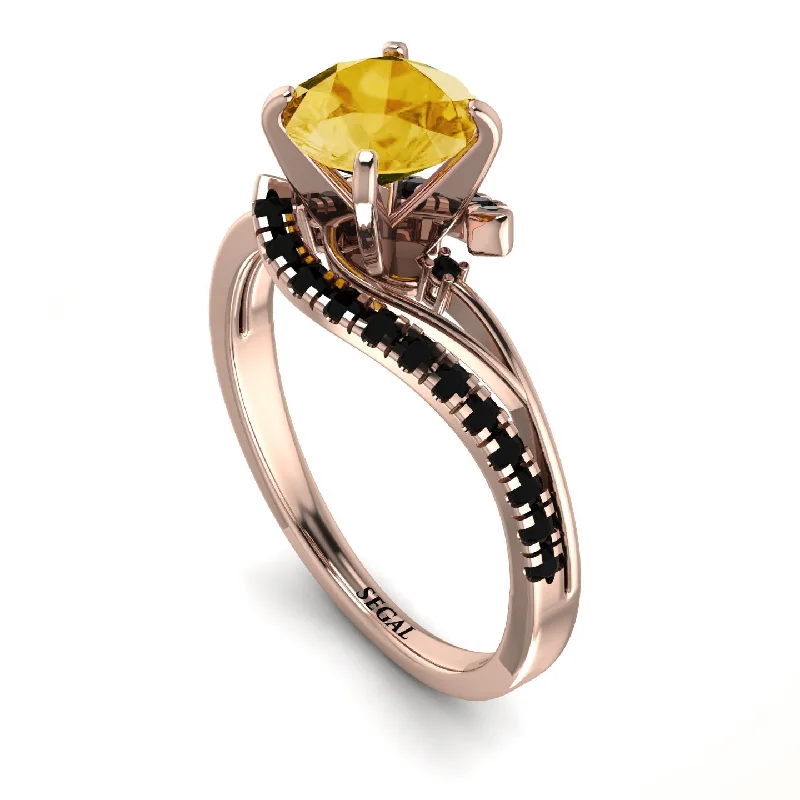 Matching Wedding Rings for Couples-Twist Shank Citrine Engagement Ring - Maria No. 608