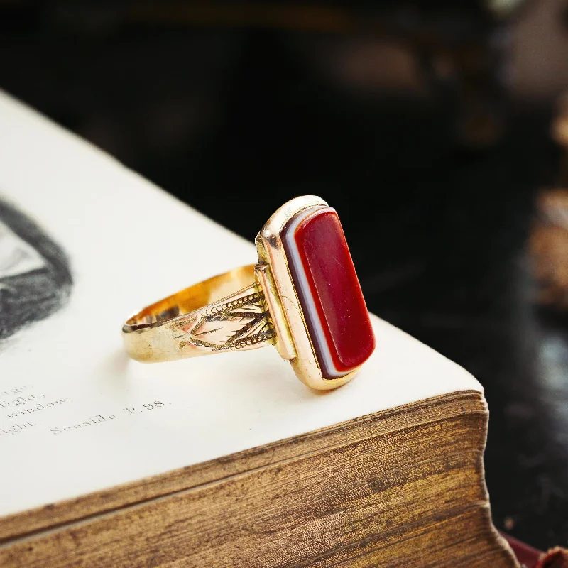 Custom Wedding Band for Couples-Antique Victorian Sardonyx Signet Ring