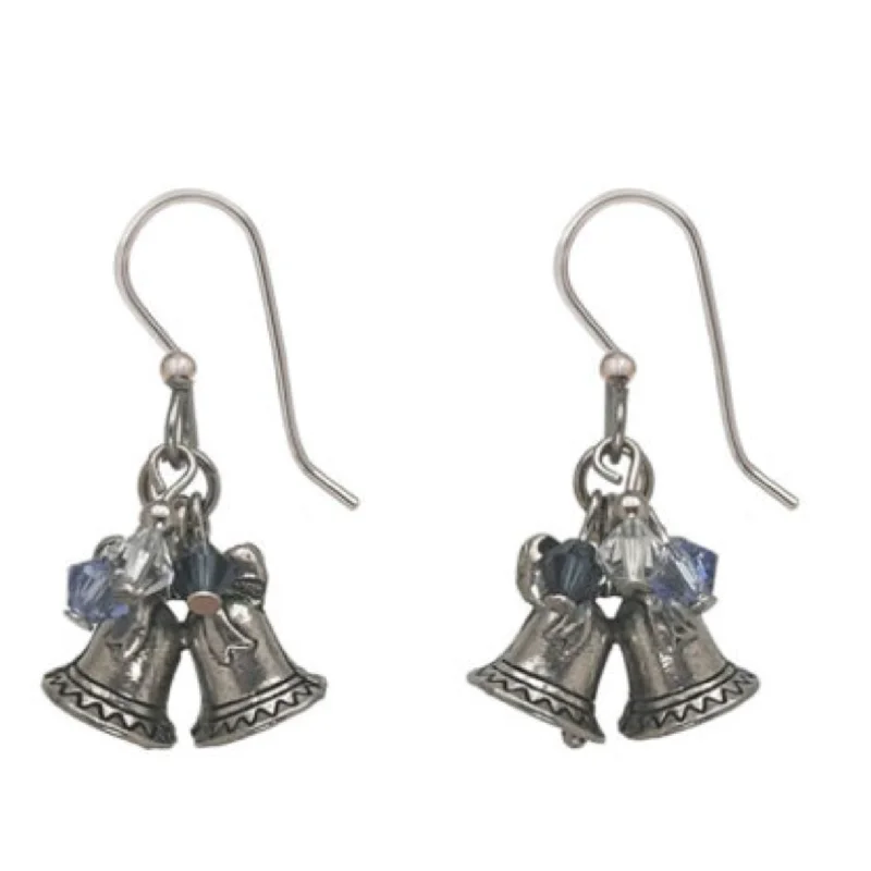 Neon Earrings for Parties-Silver Forest Earrings Traditional Silver Bells with Beads