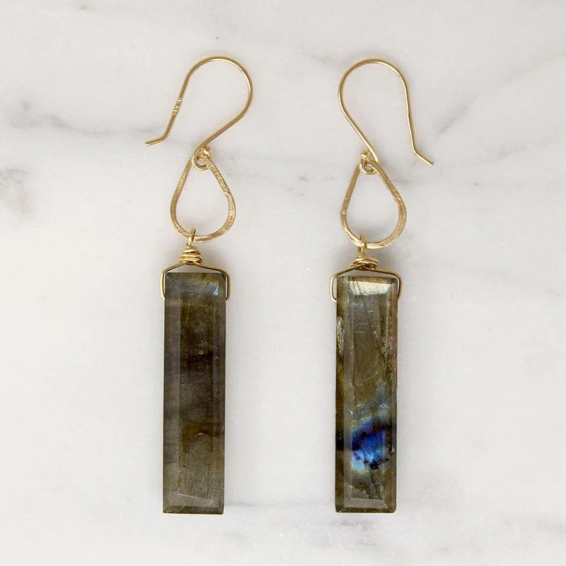 Sparkling Earrings for Bold Fashion-Labradorite & Hand Wrought Gold Earrings by brunet