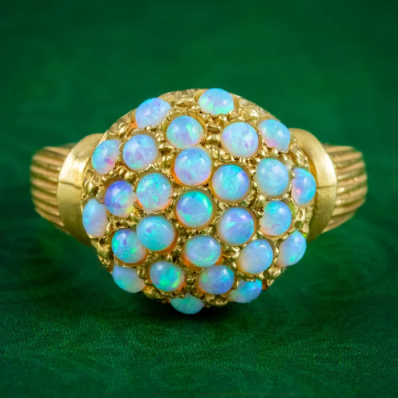 Fashionable Statement Ring for Women-Victorian Style Opal Bombe Cluster Ring