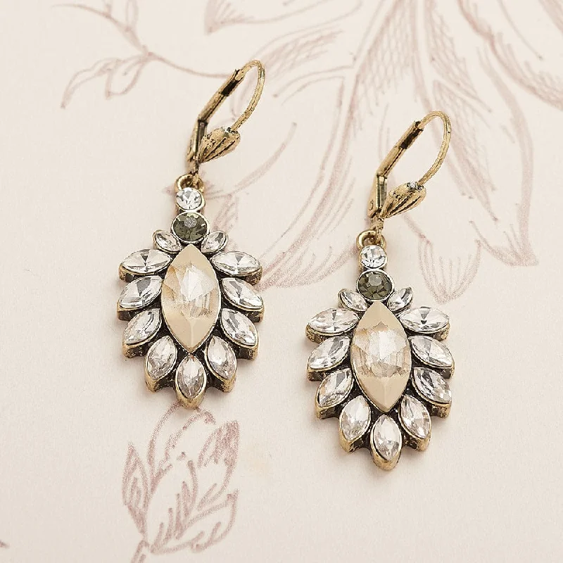 Unique Earrings for Every Day-Vintage 1950's Earrings: Diamante & Opal Stone Drop Earrings