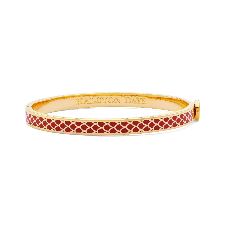 Elegant Bridal Bangles for Weddings-Skinny Salamander Red & Gold Bangle