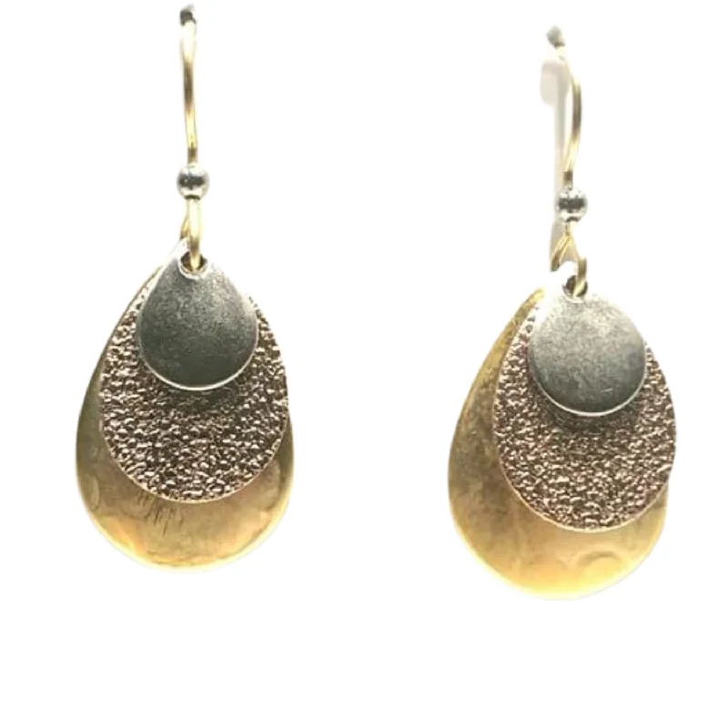 Vintage Drop Earrings for Women-Silver Forest Layered Triple Tear Mixed Metals Pierced Earrings