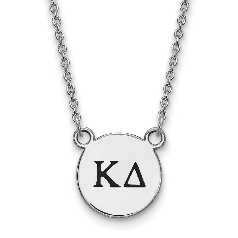 Modern Gemstone Necklace for Every Day-Sterling Silver Kappa Delta Small Enamel Greek Letters Necklace