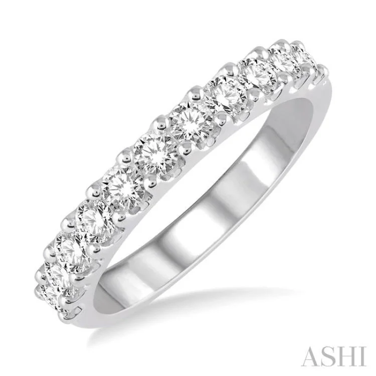 Luxury Wedding Ring for Anniversary-3/4 Ctw Round Cut Diamond Wedding Band in 14K White Gold