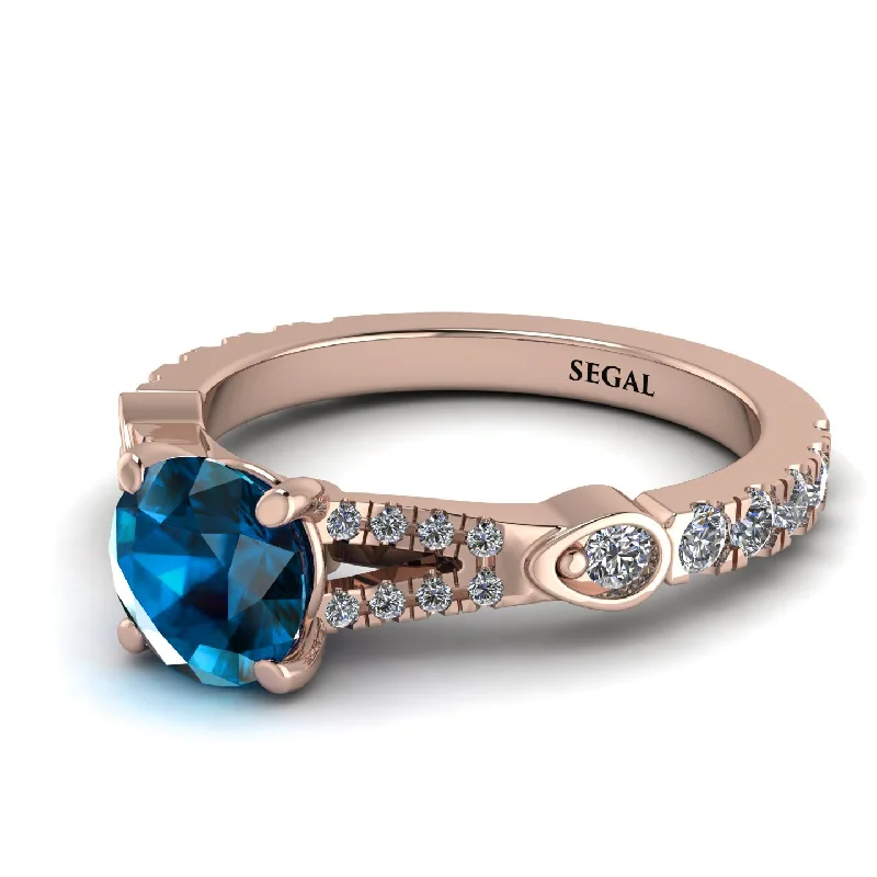 Stackable Rings for Women-Vintage Blue Topaz Engaement Ring - Arya No. 502