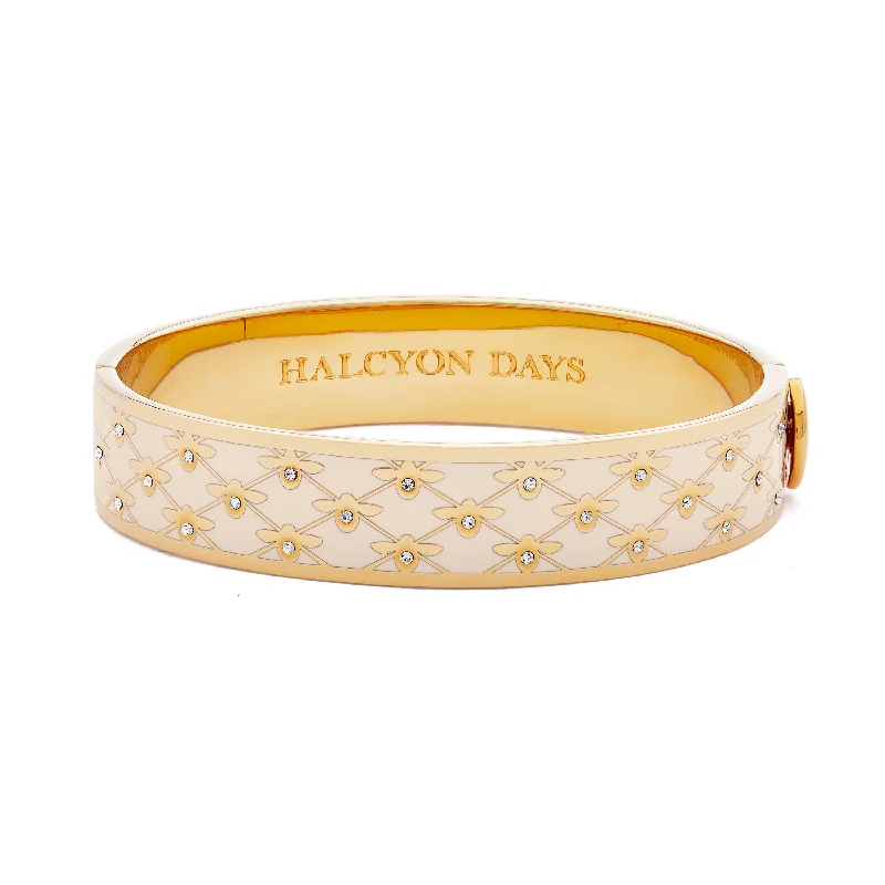 Simple Wedding Bangles with Diamond-Bee Sparkle Trellis Cream & Gold Bangle