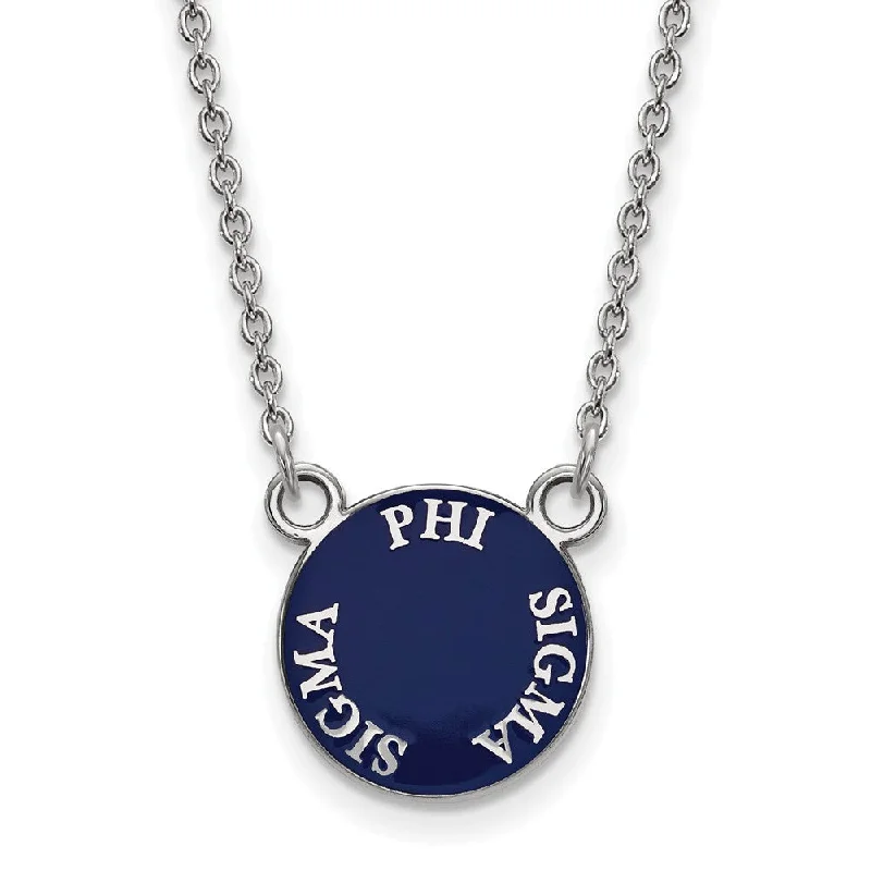 Chain Necklace for Men-Sterling Silver Phi Sigma Sigma Small Enamel Disc Necklace