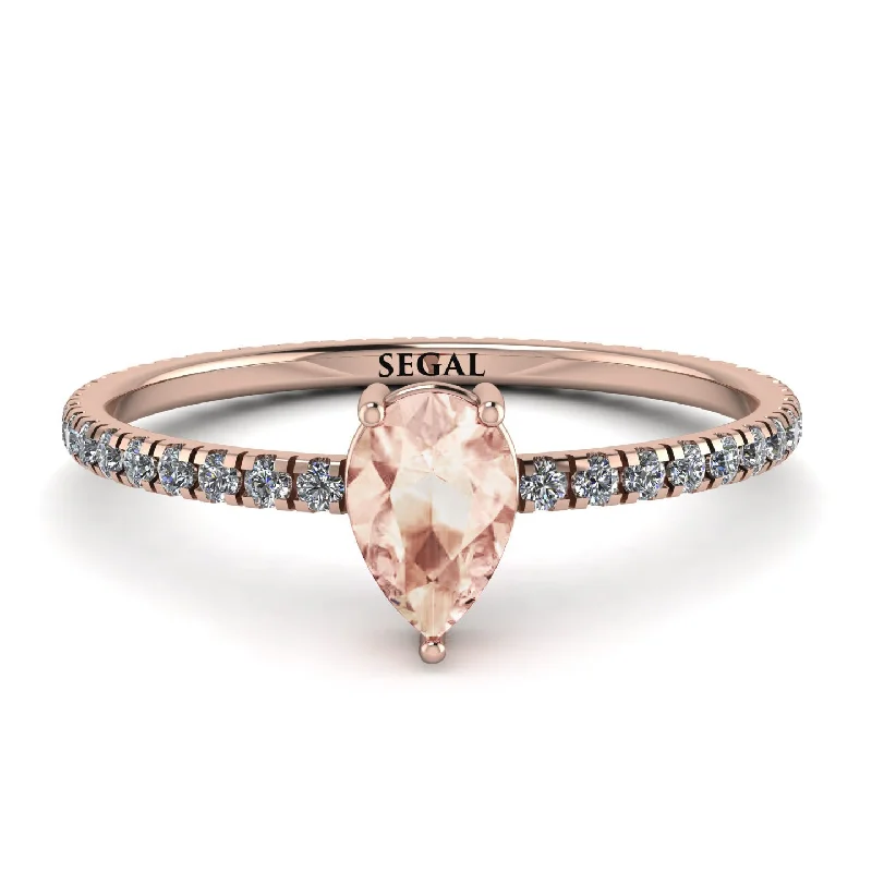 Sapphire Engagement Ring for Women-Pear Morganite Ring With Micro Pave - Taylor No. 902