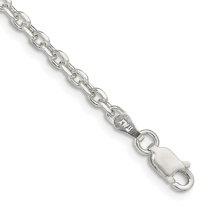 Customizable Charm Bracelet for Weddings-Sterling Silver 2.75mm Diamond-cut Forzantina Cable Chain Bracelet