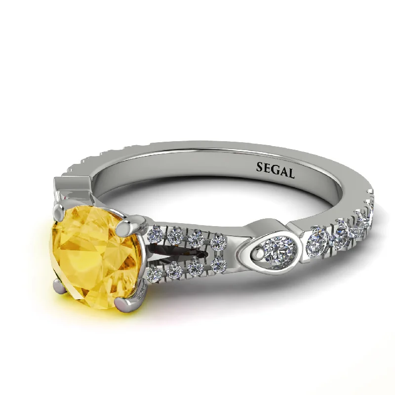 Handcrafted Diamond Ring for Engagement-Vintage Citrine Engaement Ring - Arya No. 603