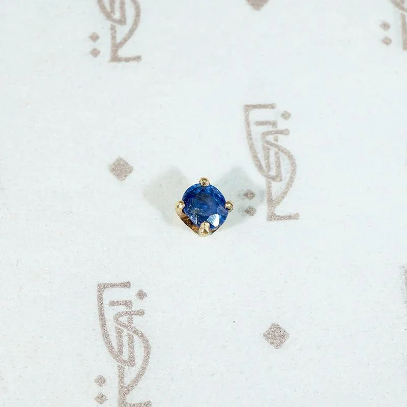 Earrings for Sensitive Ears-Single .35ct Antique Sapphire Gold Stud