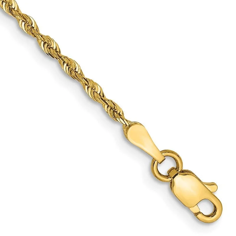 Elegant Gold Bracelet for Evening Parties-14K 7 Inch 1.85mm Diamond-cut Quadruple Rope Lobster Clasp Chain Bracelet