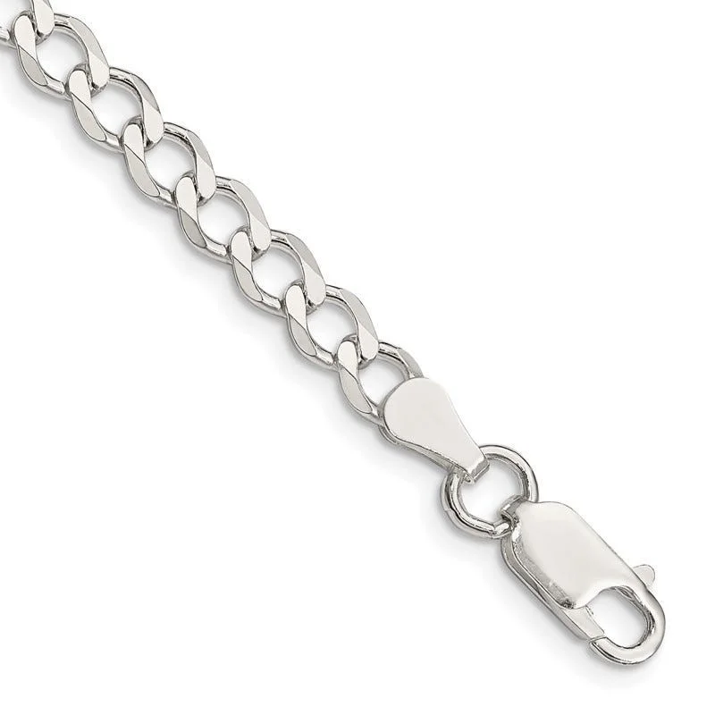 Adjustable Bracelet for Comfortable Fit-Sterling Silver 5.3mm Semi-solid Flat Curb Chain Bracelet