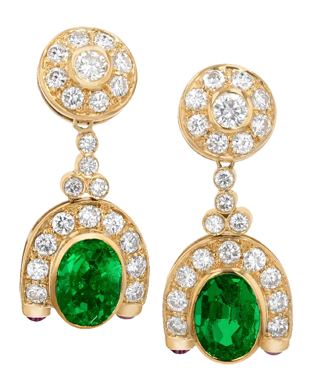 Sparkling Earrings for Evening Parties-Emerald Drop Earrings, 6.00 Carats