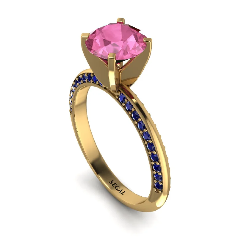 Classic Gold Wedding Ring-Classic Pink Moissanite Ring With A Twist - Leilani No. 813