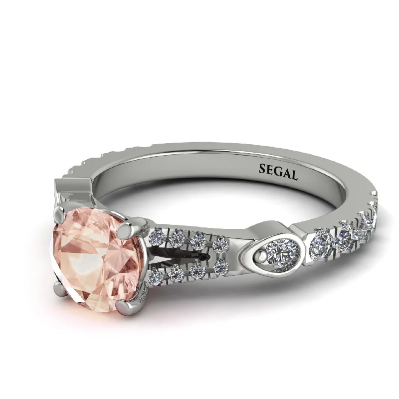 Elegant Diamond Ring for Engagement-Vintage Morganite Engaement Ring - Arya No. 903