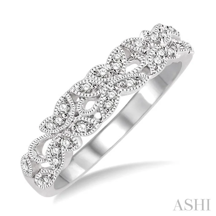 Stackable Rings for Women-1/6 Ctw Round Cut Diamond Wedding Band in 14K White Gold