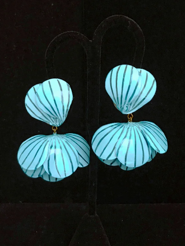 Simple Drop Earrings for Casual Outfits-French Resin Dangling Folded Petal Earrings