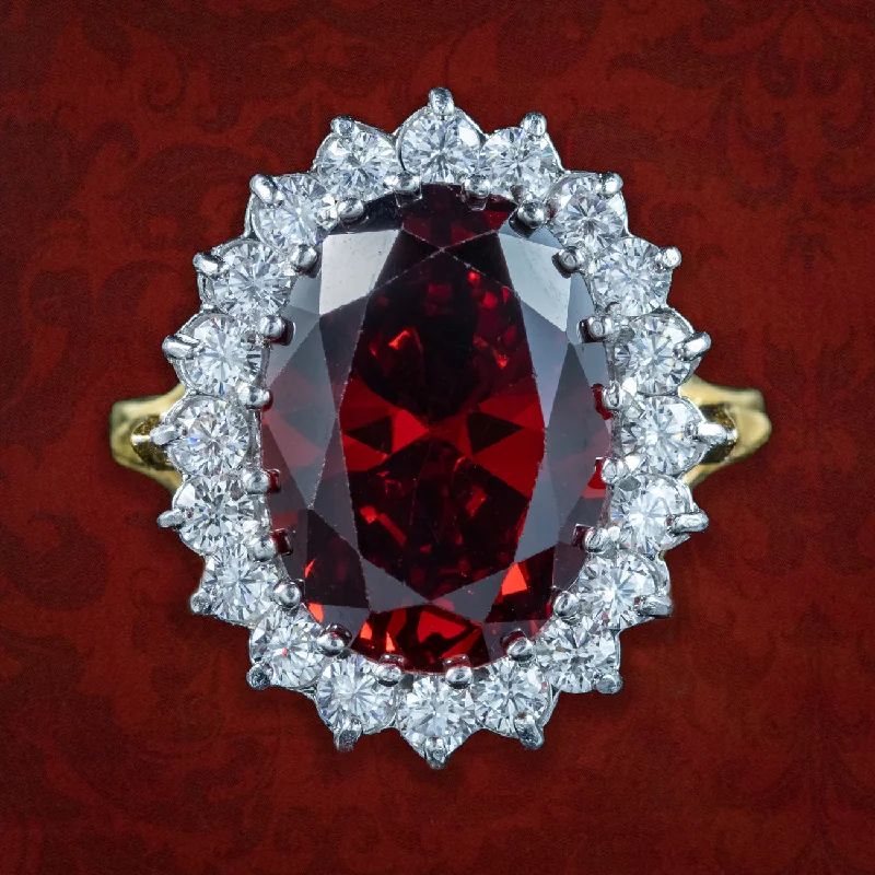 Solitaire Diamond Ring-Victorian Style Garnet CZ Cluster Ring 6ct Garnet