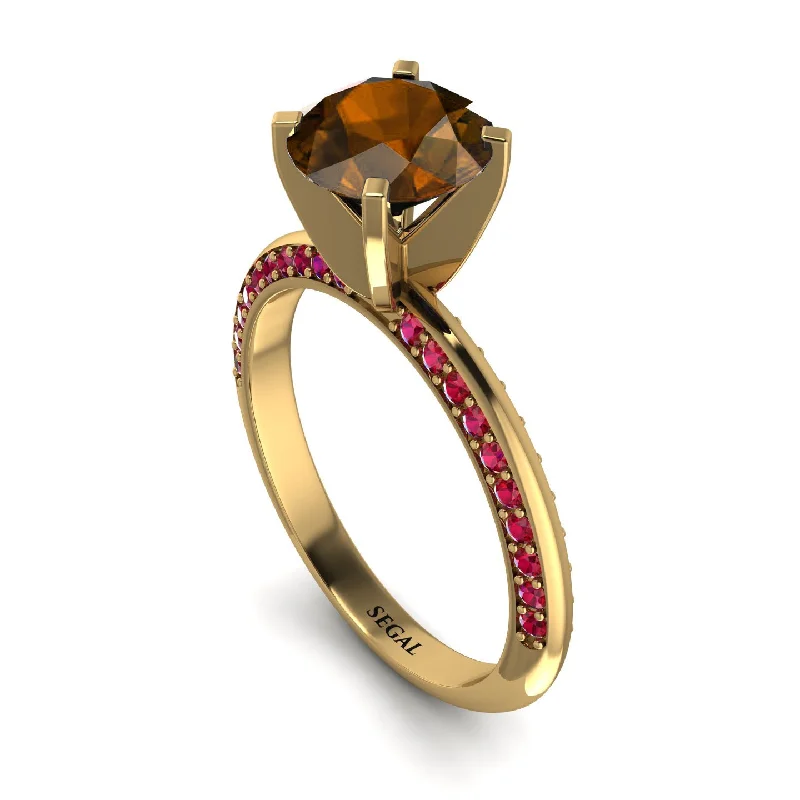 Customizable Gemstone Ring for Women-Classic Brown Diamond Ring With A Twist - Leilani No. 1110