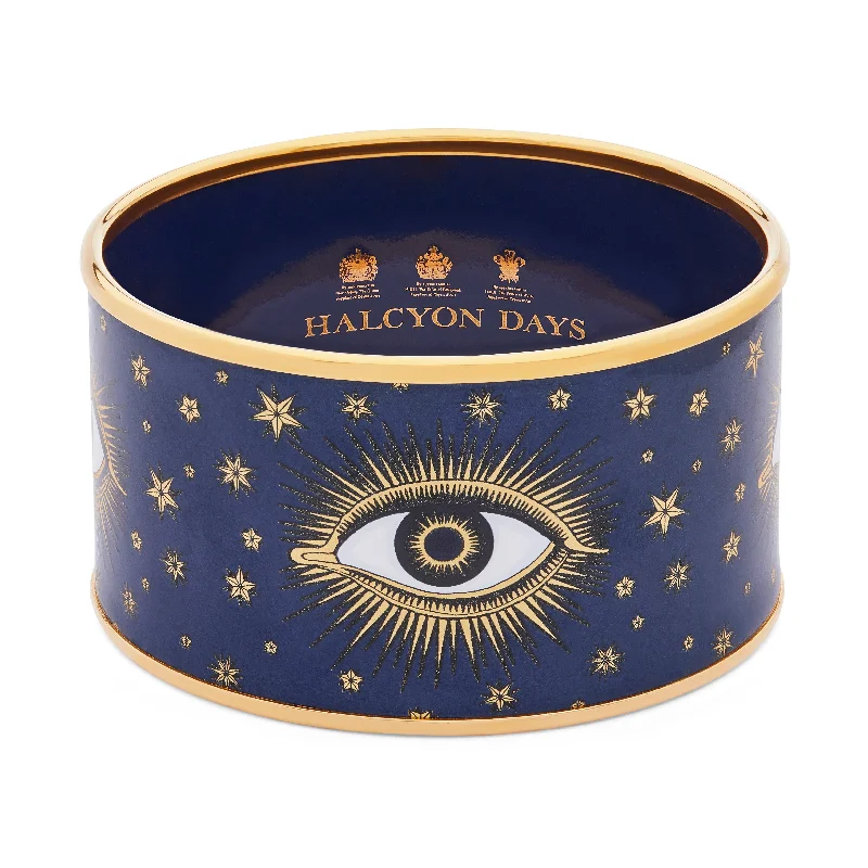 Luxury Gold Bangles with Enamel-Evil Eye Enamel Cuff Bangle