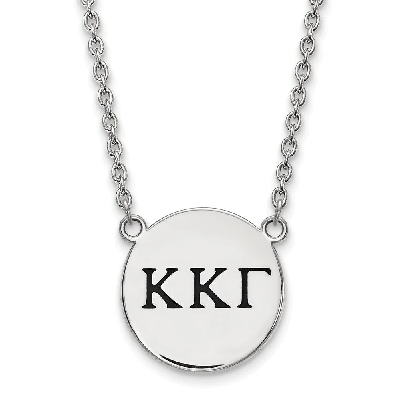 Sterling Silver Necklace for Casual Wear-Sterling Silver Kappa Kappa Gamma Large Enamel Greek Letters Necklace