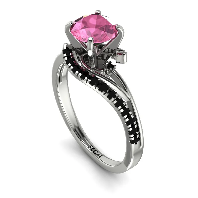 Sterling Silver Ring for Men-Twist Shank Pink Moissanite Engagement Ring - Maria No. 809