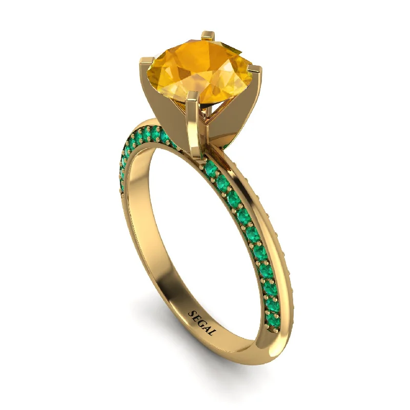 Birthstone Ring for Gifts-Classic Yellow Diamond Ring With A Twist - Leilani No. 1004