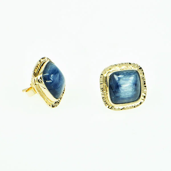 Trendy Earrings for Special Occasions-Kyanite Cabochon Post Earrings